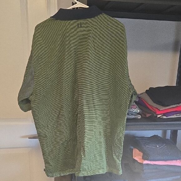 Greg Norman Green and Blue Striped Polo Shirt XXL - Picture 3 of 3
